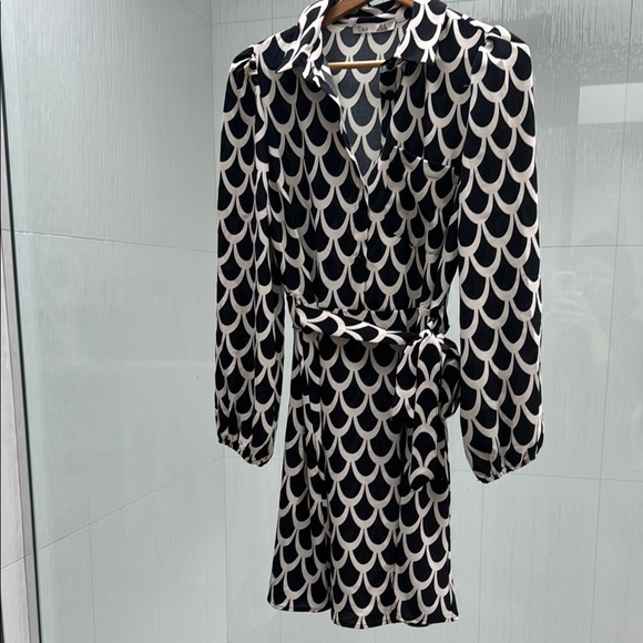 Dex, M, belted long sleeve shirt style midi dress - Picture 1 of 4